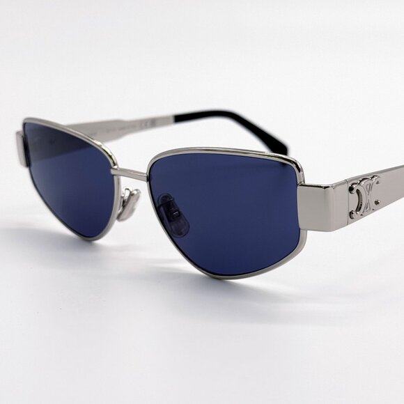 NEW CL40293U 16V CELINE SUNGLASSES SILVER BLUE WOMEN EYEWEAR - Picture 5 of 10